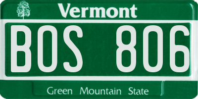 VT license plate BOS806