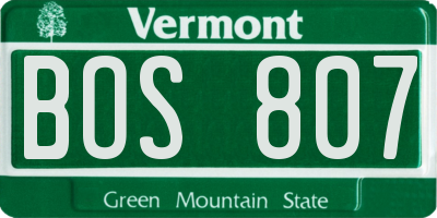 VT license plate BOS807