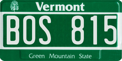 VT license plate BOS815