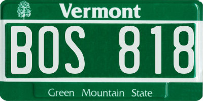 VT license plate BOS818