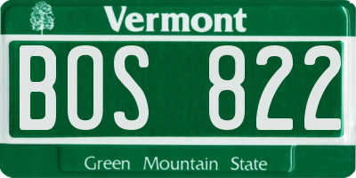 VT license plate BOS822