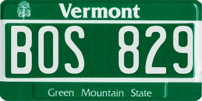 VT license plate BOS829