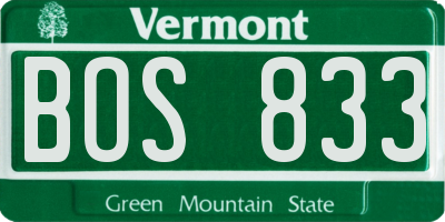 VT license plate BOS833