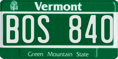 VT license plate BOS840