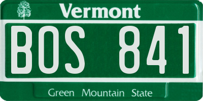VT license plate BOS841