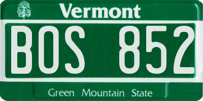 VT license plate BOS852