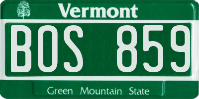 VT license plate BOS859