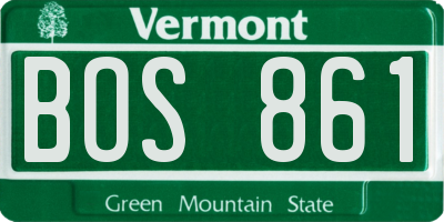VT license plate BOS861