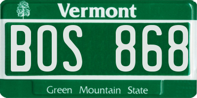 VT license plate BOS868