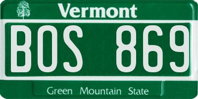 VT license plate BOS869