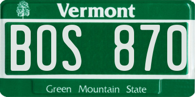 VT license plate BOS870