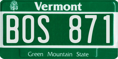 VT license plate BOS871