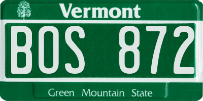 VT license plate BOS872