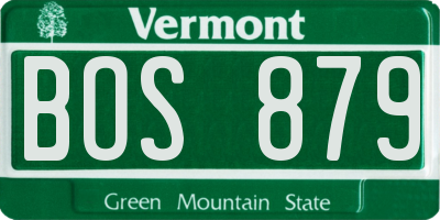 VT license plate BOS879