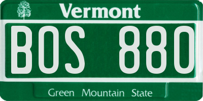 VT license plate BOS880