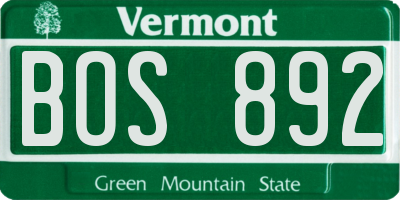 VT license plate BOS892