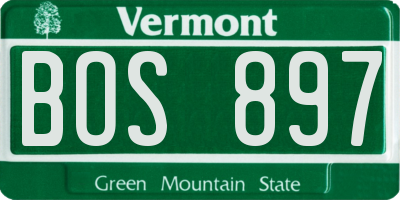 VT license plate BOS897
