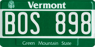 VT license plate BOS898