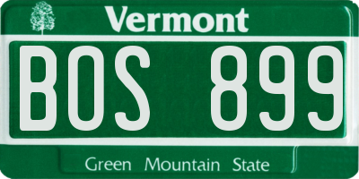 VT license plate BOS899
