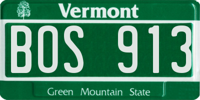 VT license plate BOS913
