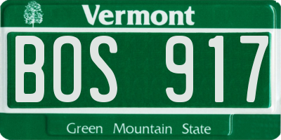 VT license plate BOS917