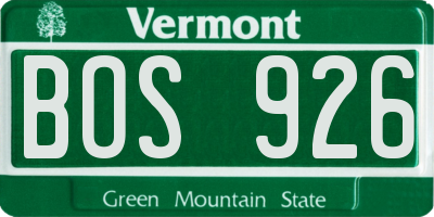 VT license plate BOS926