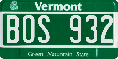 VT license plate BOS932