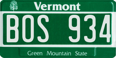 VT license plate BOS934