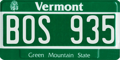 VT license plate BOS935