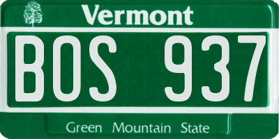 VT license plate BOS937