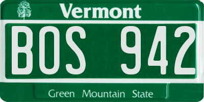 VT license plate BOS942