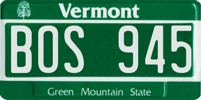 VT license plate BOS945