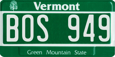 VT license plate BOS949