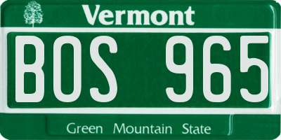 VT license plate BOS965