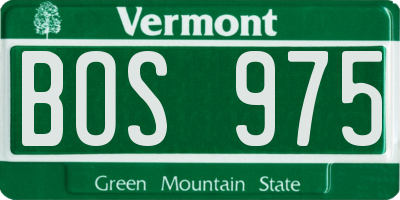 VT license plate BOS975