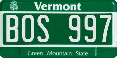 VT license plate BOS997