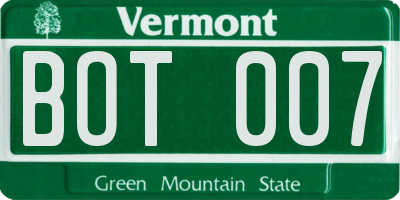 VT license plate BOT007