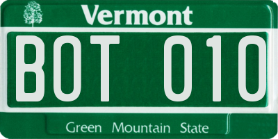 VT license plate BOT010