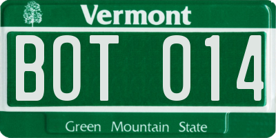 VT license plate BOT014