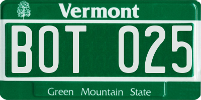 VT license plate BOT025