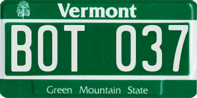 VT license plate BOT037