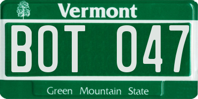 VT license plate BOT047