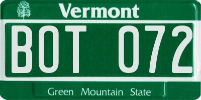VT license plate BOT072