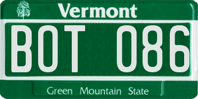 VT license plate BOT086