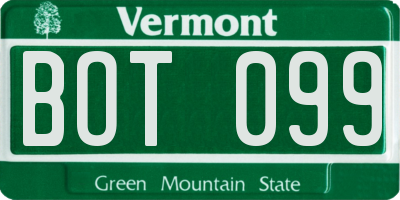 VT license plate BOT099