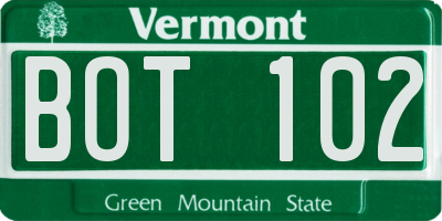 VT license plate BOT102