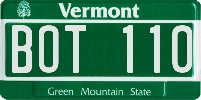 VT license plate BOT110