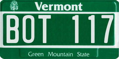 VT license plate BOT117