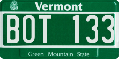 VT license plate BOT133