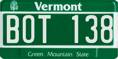 VT license plate BOT138
